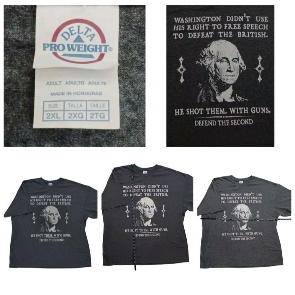 VTG Defend The Second George Washington America Guns T-Shirt Patriotic USA 2XL